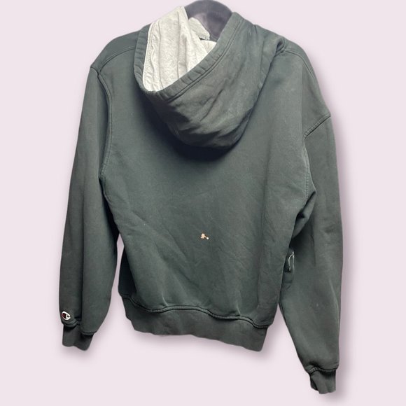Faded Black Distressed Champion Hoodie - Size Large - Picture 2 of 10